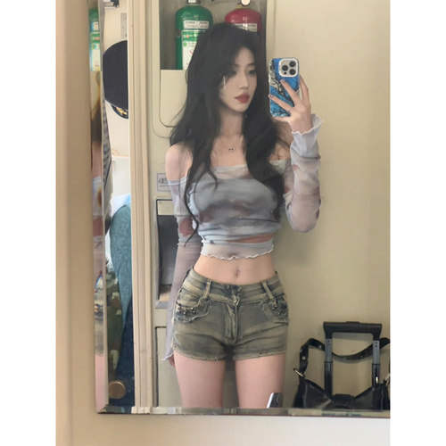 美式高街辣妹低腰牛仔短裤女2024夏季薄款小个子修身a字显瘦热裤