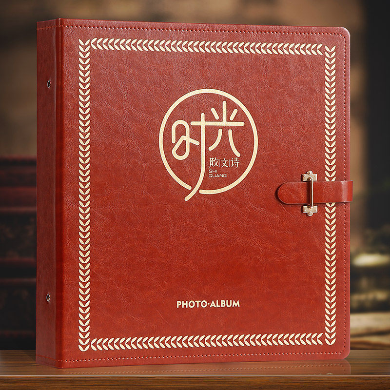 6寸相簿1000张相本大容量家庭皮扣烫金插页式5寸纪念册照片收纳