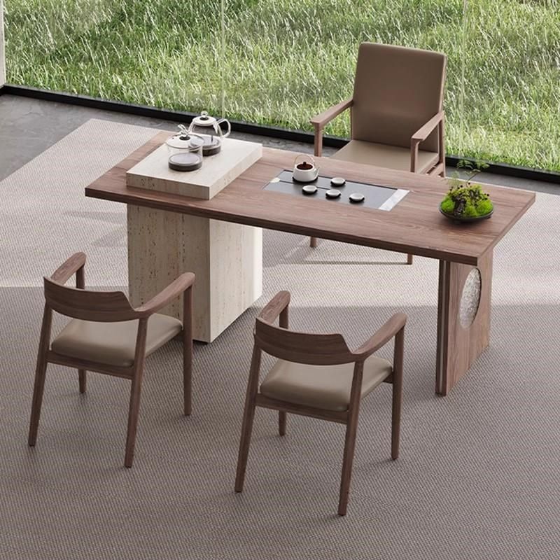 2025新款中古风实木阳台茶桌椅组合办公室家用客厅洽谈接待泡茶台