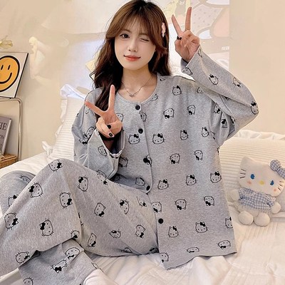 春秋中厚款带胸垫A类纯棉月子服秋冬产后孕妇哺乳睡衣女宽松产妇