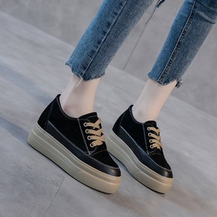 黑色小码女鞋31 32 33内增高厚底运动休闲鞋2025秋季新款百搭单鞋