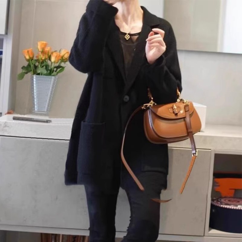 值得拥有的 肌理织法廓形加厚羊绒针织西装外套中长款羊绒开衫