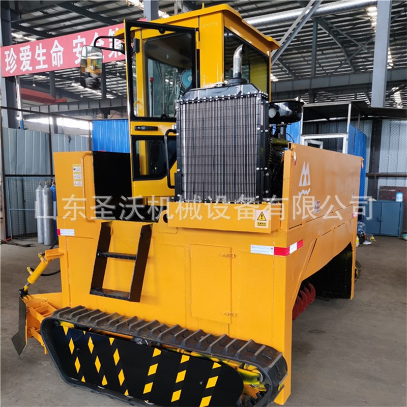 产品鸡粪发酵翻堆机 蔬菜叶发酵设备履带式翻抛机