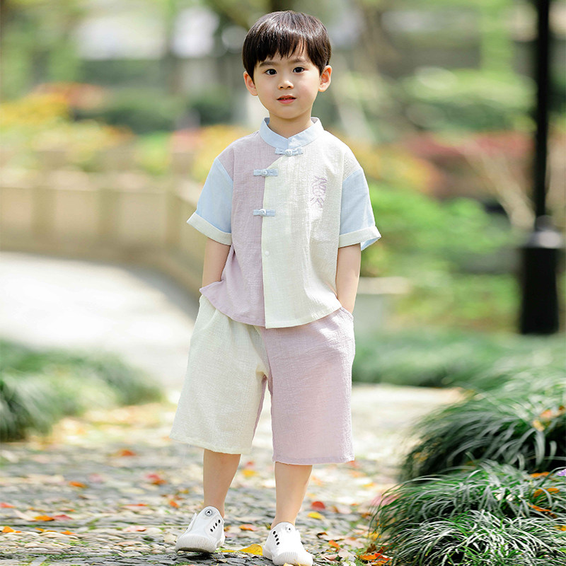 男童汉服中国风纯棉套装儿童复古薄款夏季唐装宝宝中式改良古风装图片