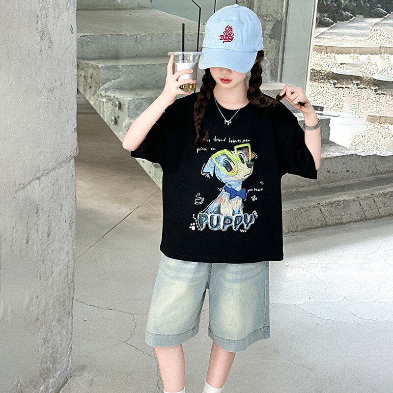 女童牛仔短裤夏装2025新款外穿儿童五分裤夏季12岁女孩大童装中裤