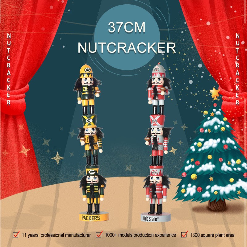 37CM橄榄球运动员款木高高家居装饰圣诞节节日气氛礼品小胡桃夹子