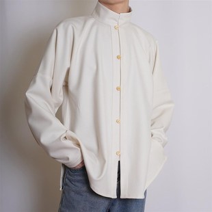 青山渐汉服 明制竖领对襟衫弓袋袖立领短衫日常通勤国风男女春秋