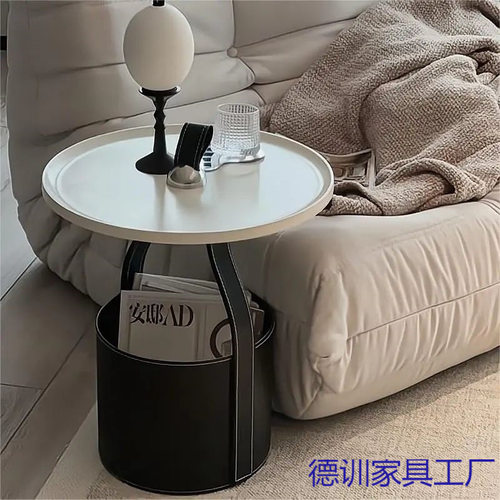 意式轻奢可手提边几马鞍皮小茶几家用客厅沙发角茶