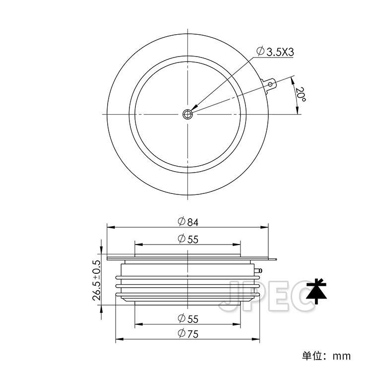高频可控硅晶闸管 KG/KA1200A1400V QY60KAD 上海奇亿JPEC