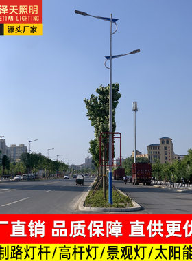 厂家8米10米12米路灯杆 户外市政led道路照明灯高低臂市电路灯