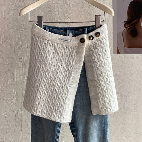 韩版时尚百搭纽扣麻花针织屁帘女秋冬新款小众氛围感叠穿半身裙子