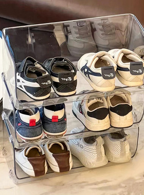 宝宝鞋架儿童专用透明塑料鞋盒简易家用小型鞋柜整理收纳置物架子