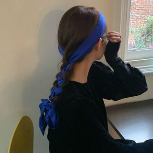 克莱因蓝系列缎面丝巾发带编发发饰女百搭布艺发绳大肠圈头绳头饰