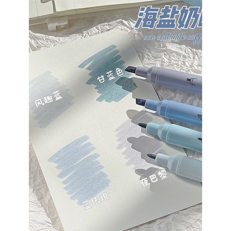 双头荧光笔高颜值ins风日系标记笔课堂标记不晕染手账涂鸦专用笔