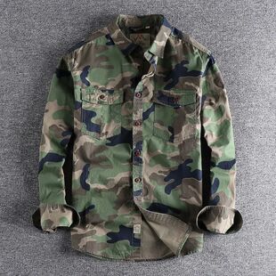 Camouflage long sleeved work shirt for men迷彩长袖工装衬衫男