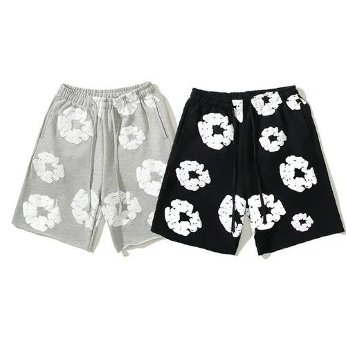 black shorts pants美式潮流印花宽松男士直筒篮球短裤运动裤男