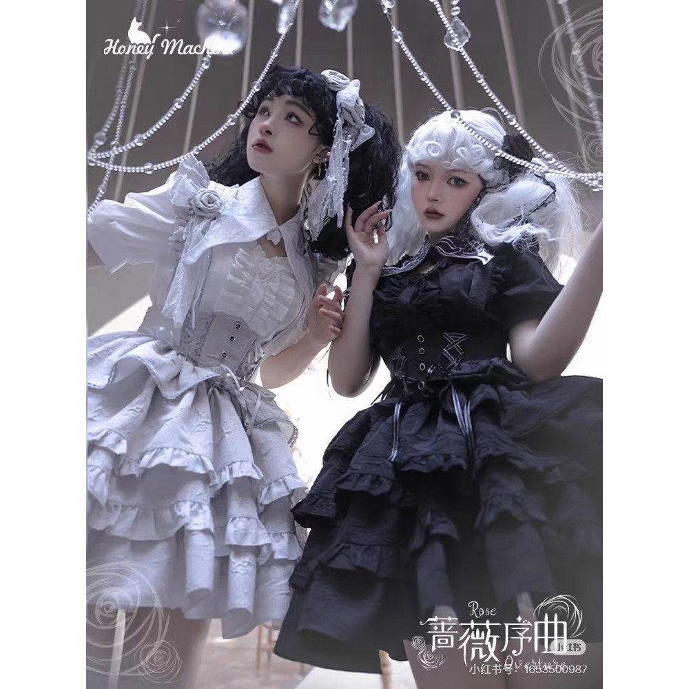 lolita裙日常蔷薇序曲sk甜心贩售机哥特风洛丽塔鱼骨狗短lo裙