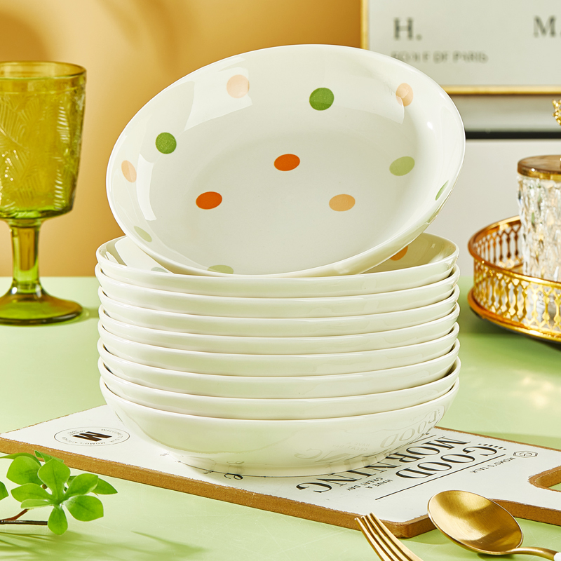 纬廷陶瓷釉下彩小清新饭盘