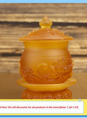 玻璃供水杯圣水杯家庭吉祥莲净水杯供品杯