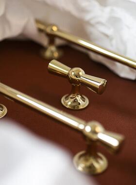 INDOORS黄铜法式轻奢柜门把手橱柜衣柜门鞋柜金色复古长条拉手