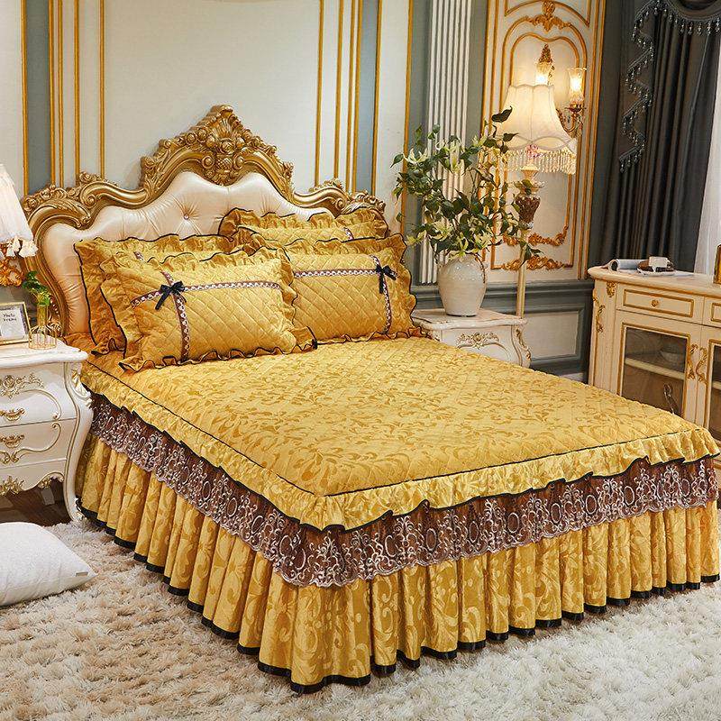 欧式天鹅绒夹棉床裙三件套蕾丝公主防滑席梦思床套床罩单件1.8m床,床上用品,床裙,淘宝优惠券,粉丝福利购,淘宝优惠卷