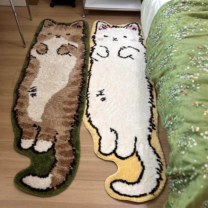【卧室好物】可爱猫咪床边毯房间长条地毯毛绒脚垫仿羊绒耐脏吸水