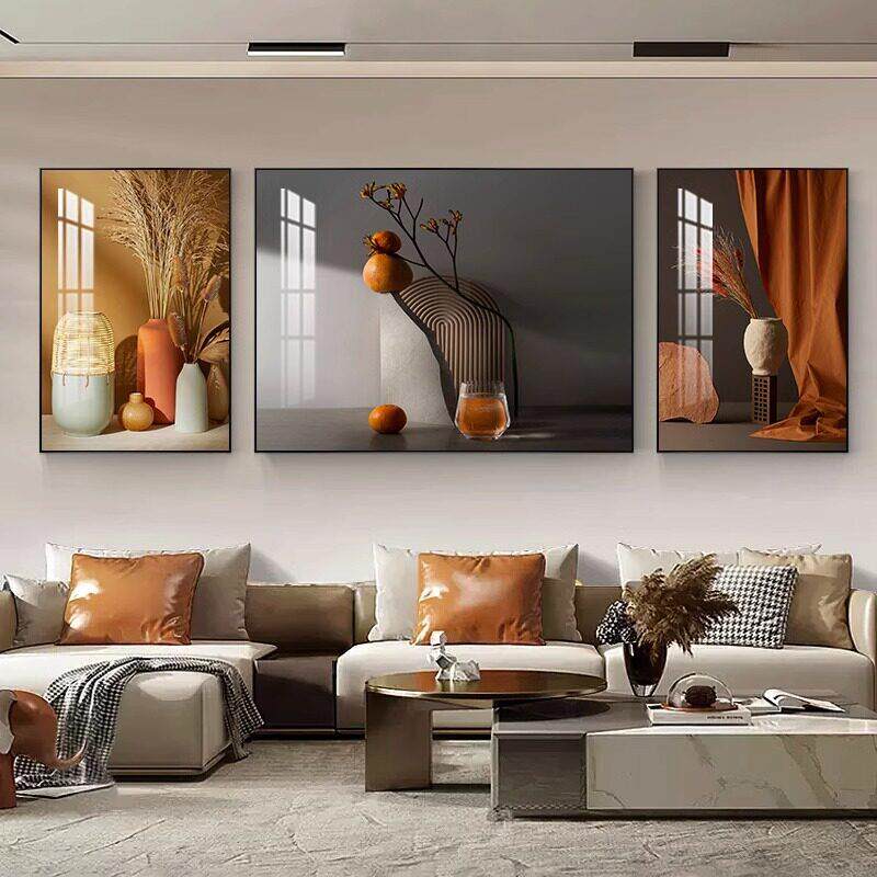 客厅装饰画沙发背景墙高档大气挂画现代简约高级感大厅壁画三联画