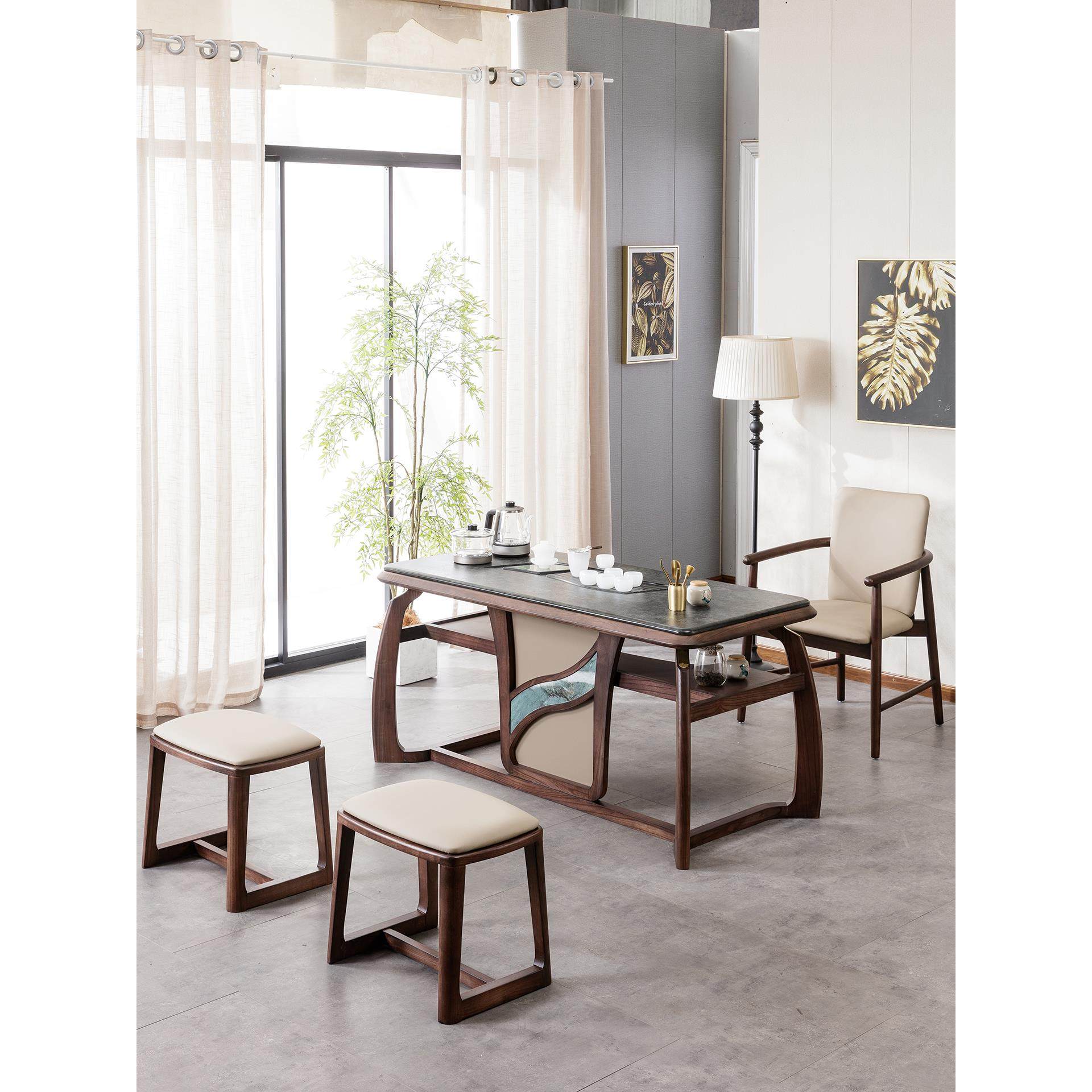 茶几和椅子组合实木新中式家居现代简约阳台办公室茶室高档茶几