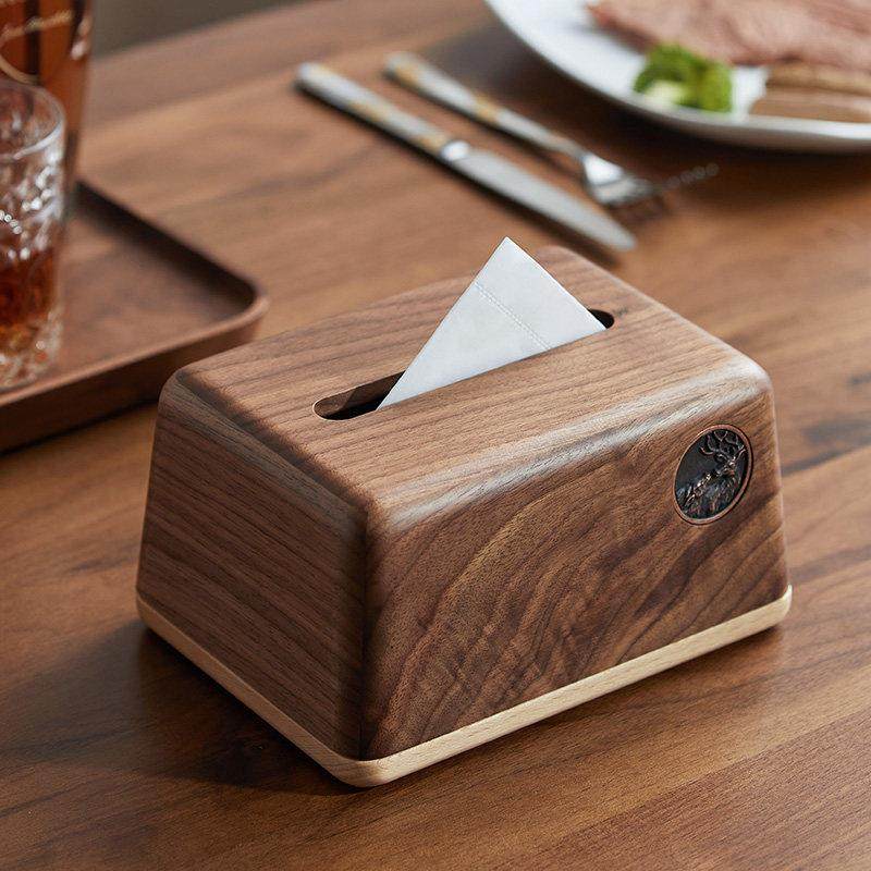 浮雕鹿黑胡桃木纸巾盒家用客厅时尚创意轻奢抽取式卫生纸纸巾筒实,收纳整理,纸巾盒,淘宝优惠券,粉丝福利购,淘宝优惠卷