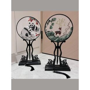 团扇双面绣古式摆件苏绣扇女子汉代中式旗袍古装儿童夏舞扇