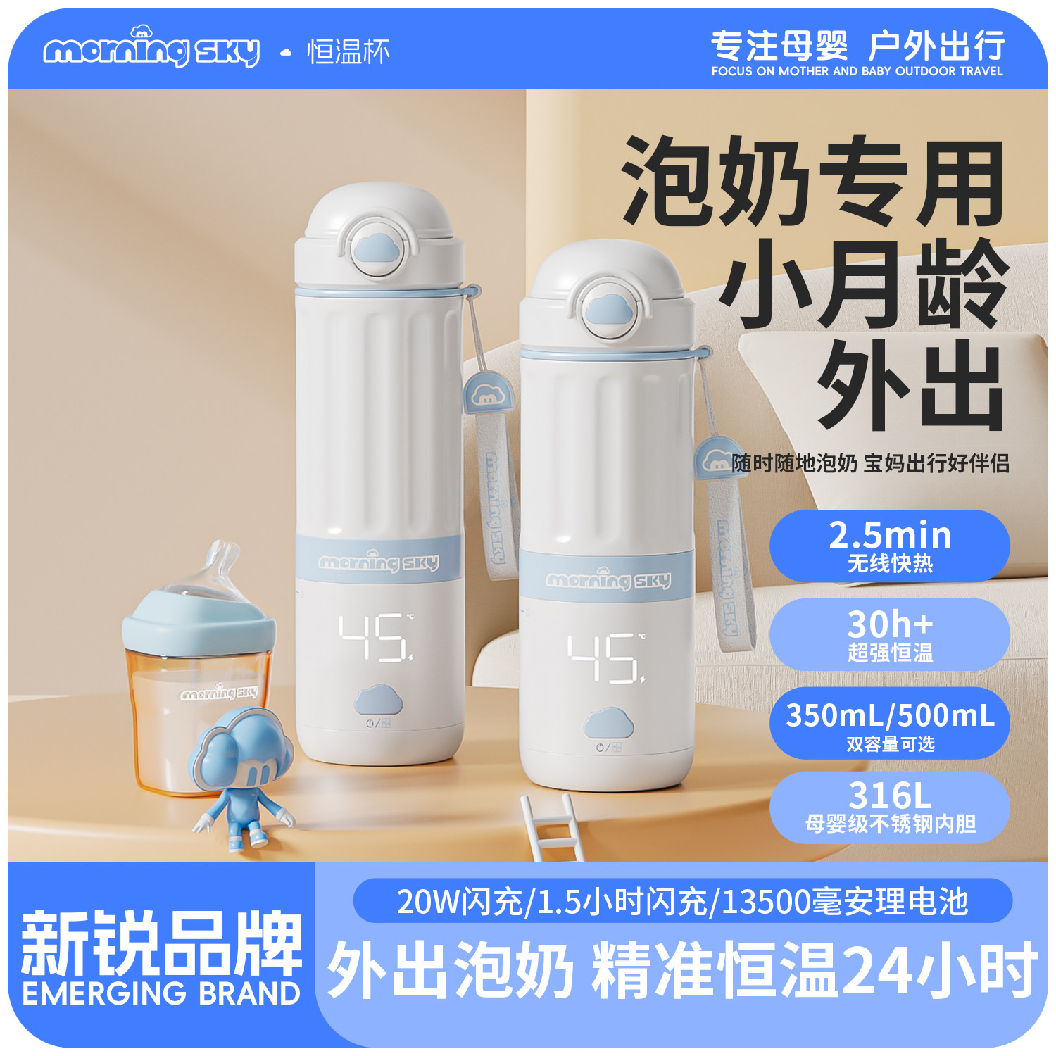 宝妈专用保温杯孕妇恒温喝水杯婴儿外出泡奶神器精准保温45度水杯,餐饮具,保冷/保温杯,淘宝优惠券,粉丝福利购,淘宝优惠卷