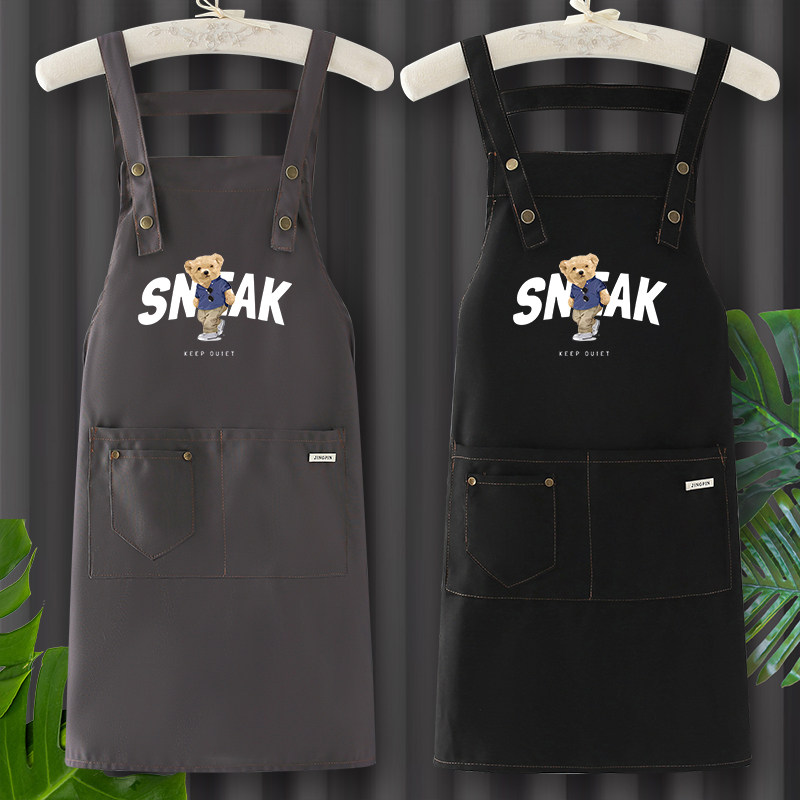 透气帆布围裙定制logo印字网红厨房家用2026新款上班做饭时尚韩式