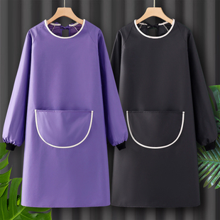 简约工作服定制logo印字 厨房围裙防水防油冬季 韩版 大人罩衣女新款