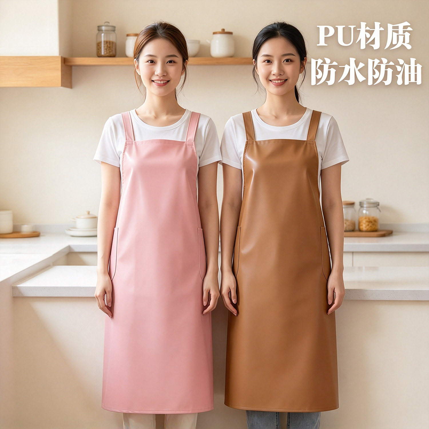 PU防水防油厨房餐厅易洗围裙