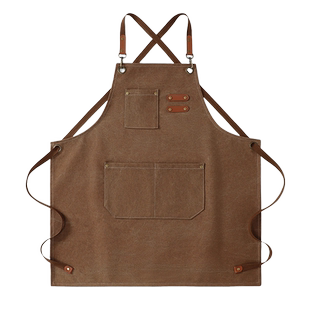 帆布围裙厨房家用2025新款男做饭网红交叉带工作餐饮专用上班定制