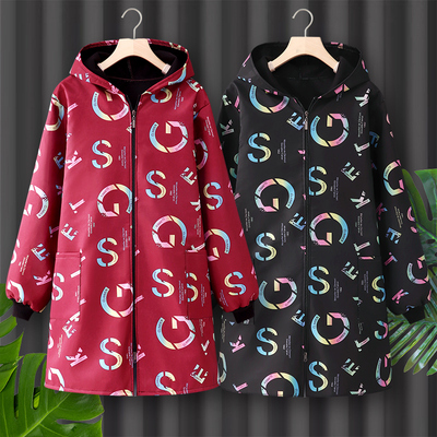 加绒加厚长袖冬季新款围裙