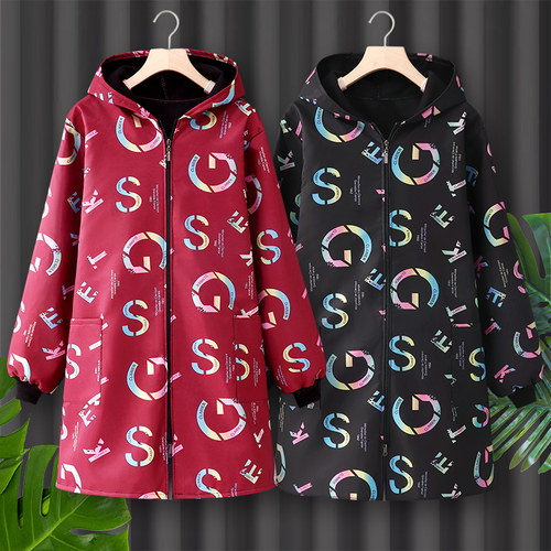 加绒加厚长袖冬季新款围裙