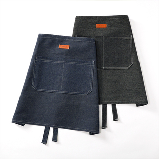 半身围裙厨房家用2025新款上班牛仔布工作夏季薄款透气餐饮专用女