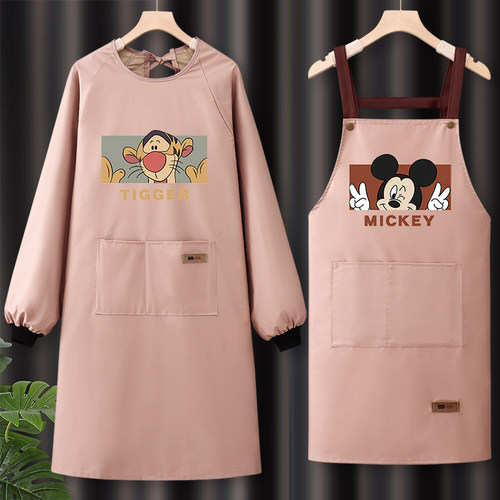 秋冬长袖防水防油厨房餐饮围裙女