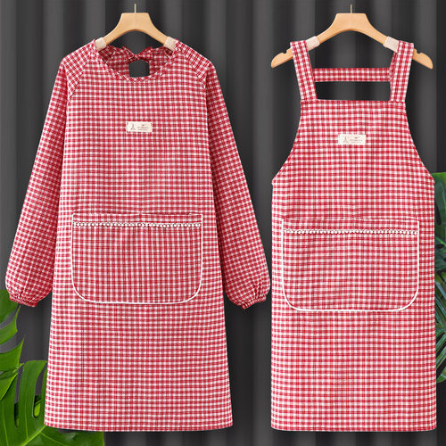 纯棉长袖罩衣工作服女围裙