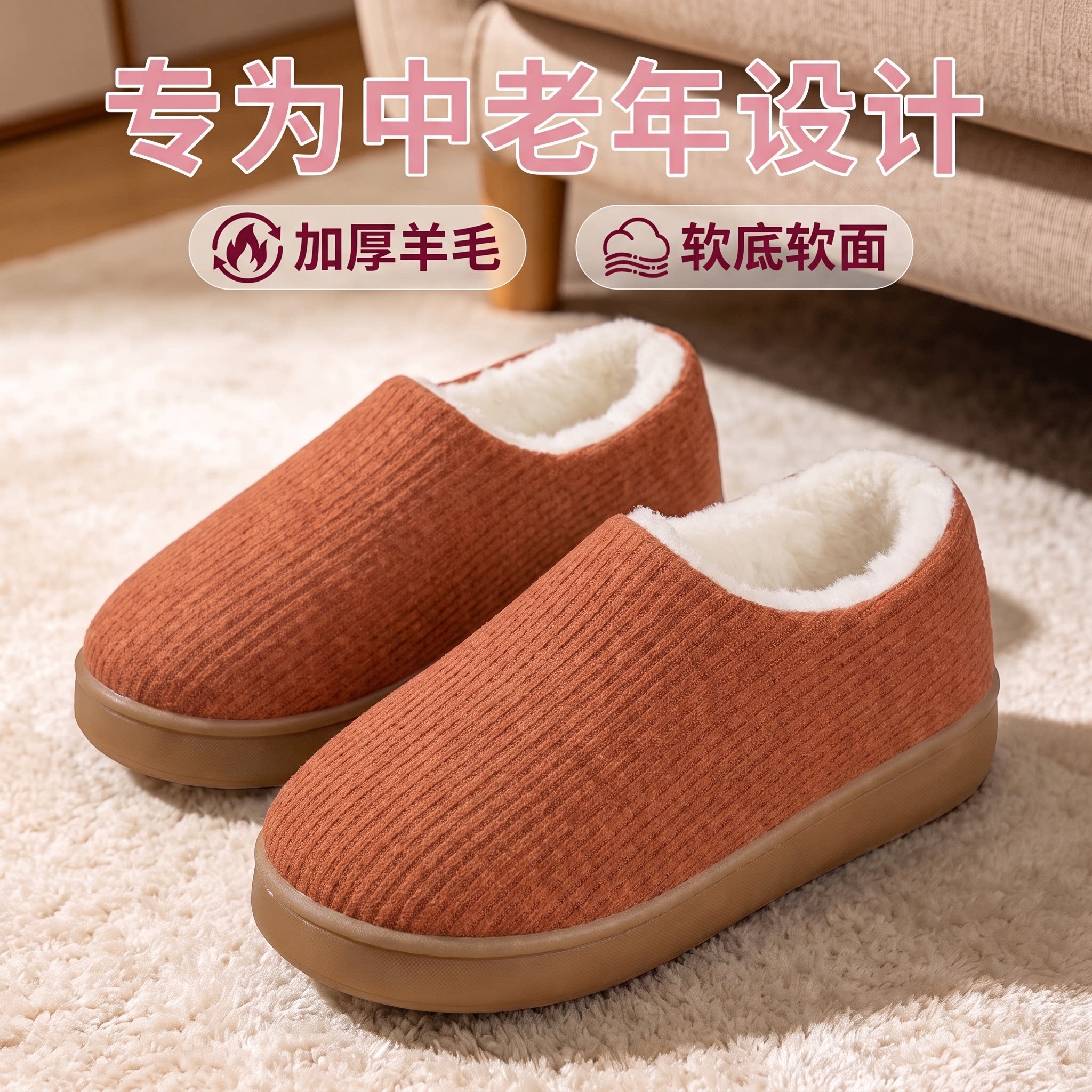 棉拖鞋女2026新款冬季妈妈棉鞋加绒加厚羊毛保暖老北京布鞋中老年