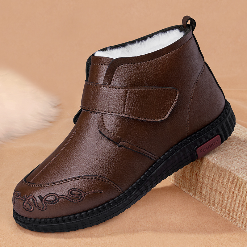 老人棉鞋女冬加绒羊毛雪地靴