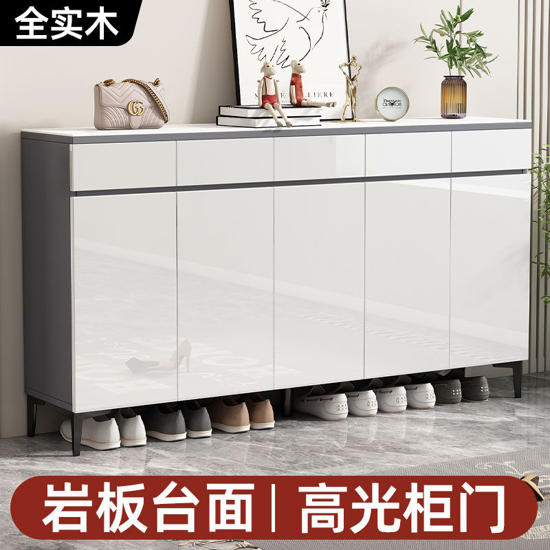 实木鞋柜家用门口室内高端入户玄关柜一体大容量多层超大岩板柜子