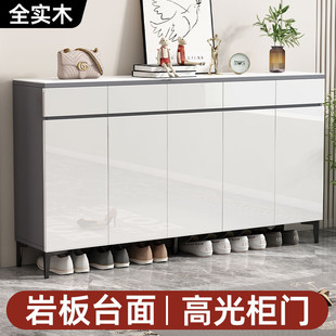 实木鞋柜家用门口室内高端入户玄关柜一体大容量多层超大岩板柜子