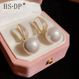 韩式珍珠耳扣2023年新款潮两戴款小众设计感超闪耳坠网红爆款耳饰