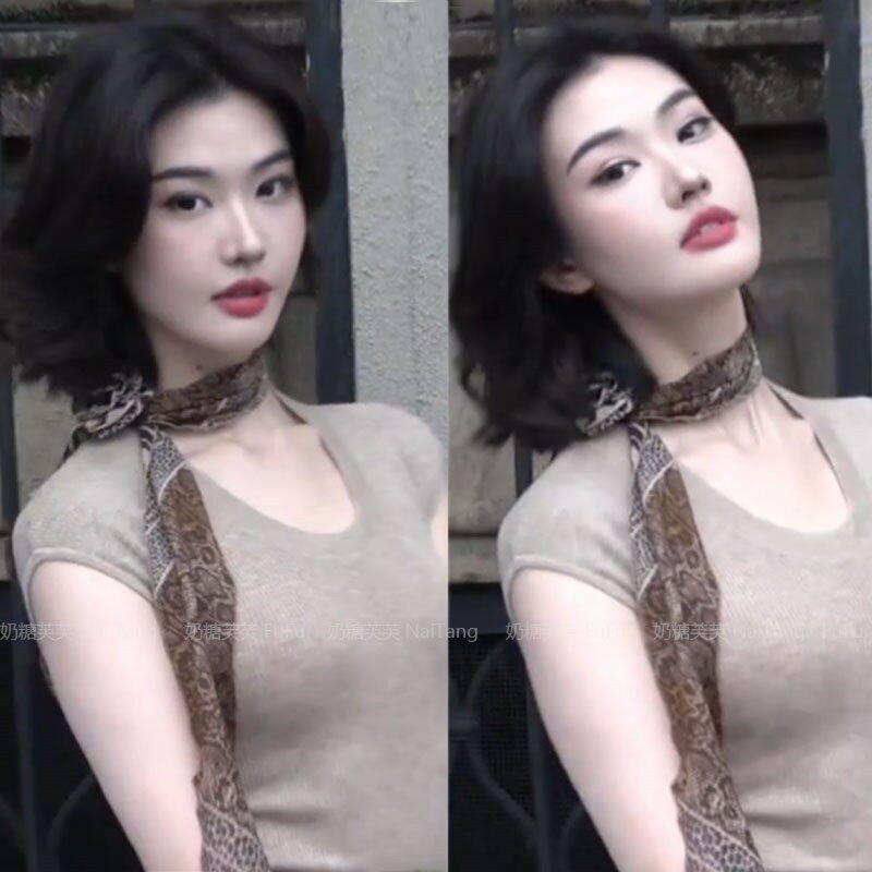 长条豹纹丝巾女秋冬新款系脖玫瑰花围脖飘带细窄高级感领巾女围巾