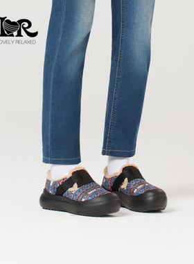 ILR因爱乐诗冬季新款毛绒厚底勃肯鞋女全包超轻时尚舒适懒人鞋