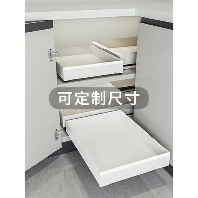 定制厨房转角拉篮橱柜内置物架窄超深柜拐角拉蓝滑轨抽屉式收纳架