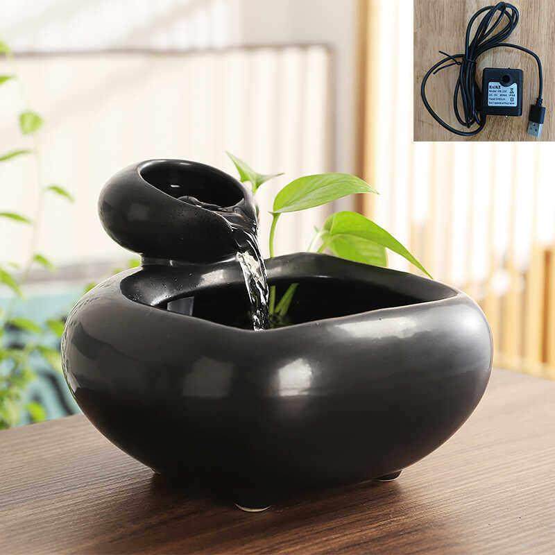 陶瓷创意循环流水办公室桌面装饰茶几喷泉水景USB小摆件开 业礼品,家居饰品,流水摆件,淘宝优惠券,粉丝福利购,淘宝优惠卷