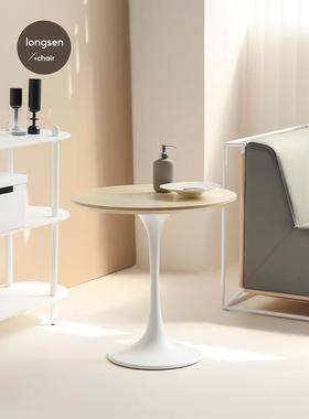 白色郁金香桌创意小圆桌斯堪的纳维亚石板极其简单的咖啡馆低桌阳